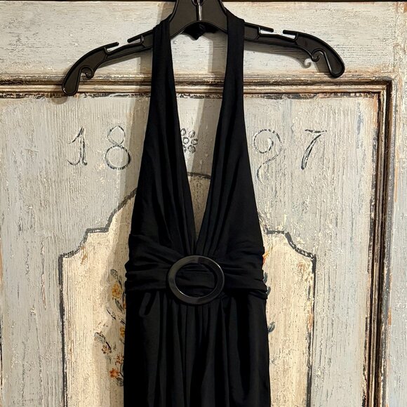 Michael Kors Black Halter Plunging neck Cocktail Dress  Fall 2008 Italy Sz 6 NWT - Picture 5 of 16